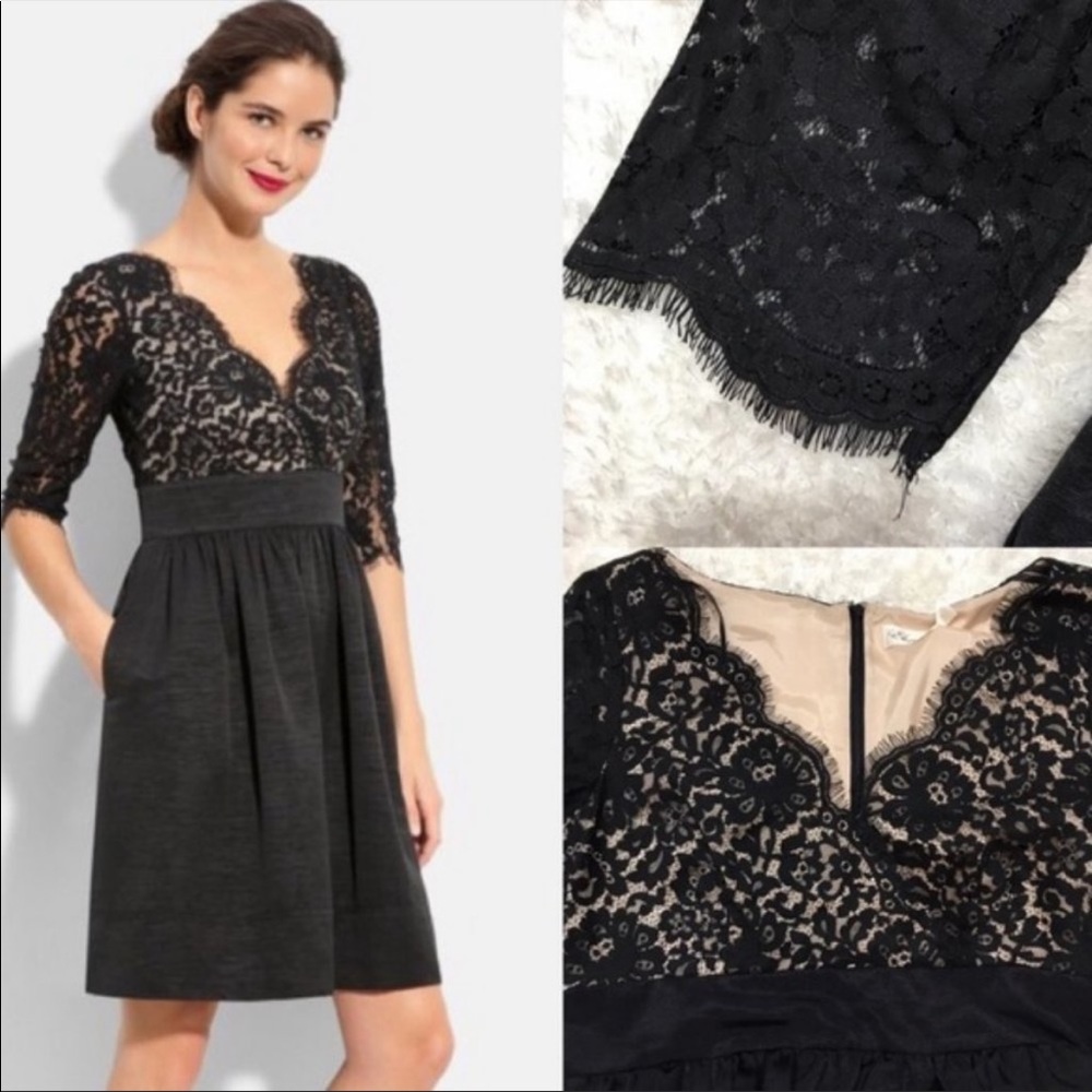 Eliza J Empire Waist Long Sleeve Mini Lace Dress